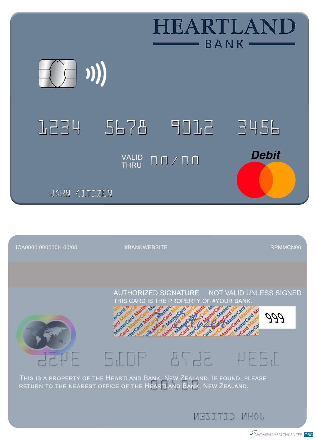 Download New Zealand Heartland Bank mastercard Photoshop template